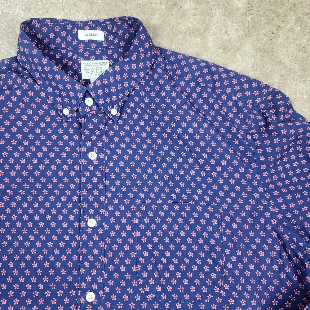 J CREW CLASSIC FIT SECRET WASH FLORAL SHIRT MENS XL EXCELLENT CONDITION A773